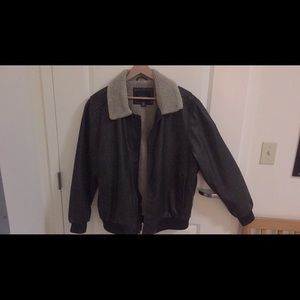 Structure winter leather jacket
